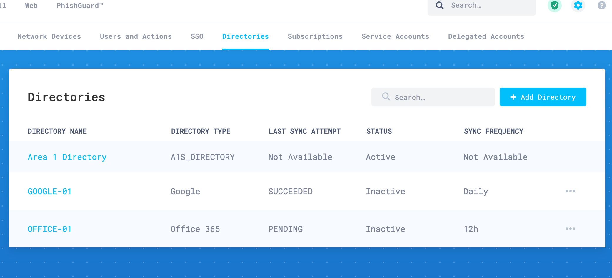 Your directory will appear in the configured directories table